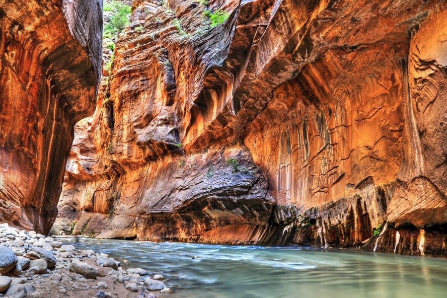 The Narrows in Zion National Park, where steep red rock walls tower over a winding riverbed. Flash flood risks and trail congestion often put it high on lists of national parks to avoid, especially for inexperienced hikers.